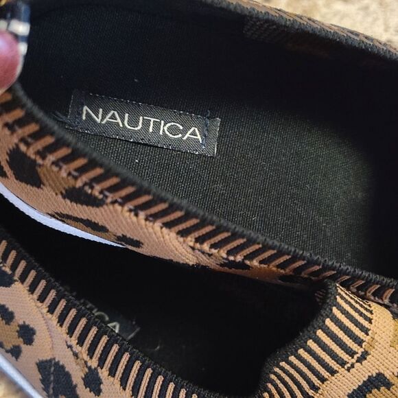 Nautica Sunchaser Brown Black Leopard Print Canvas Slip On Sneakers Size 7.5 - Picture 6 of 9
